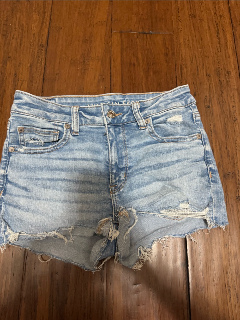 American Eagle Outfitters Light Wash Distressed Denim Shorts